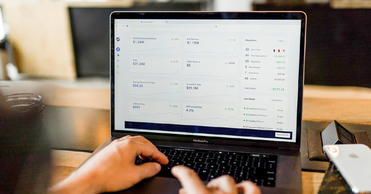 Laptop screen showing data on the first steps to sales effectiveness