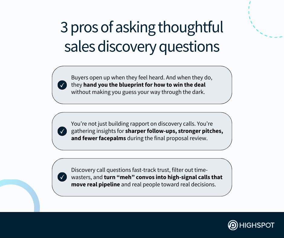 3 pros of asking thoughtful sales discovery questions
