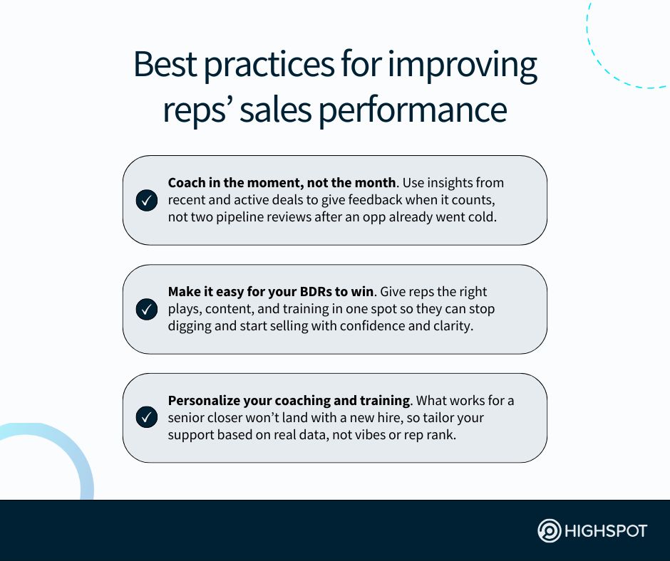 Best practices for improving reps' sales performance