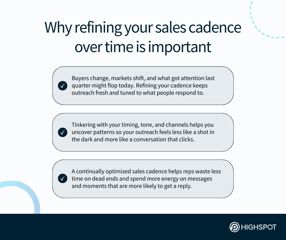 Why refining your sales cadence over time is important