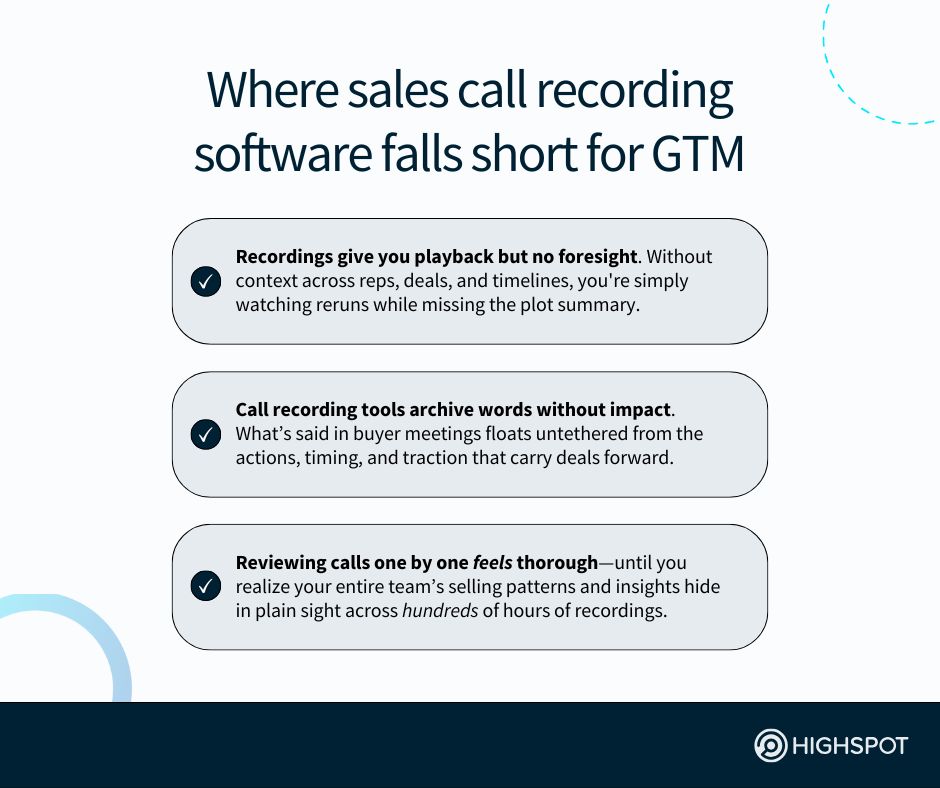 Where sales call recording software falls short for GTM