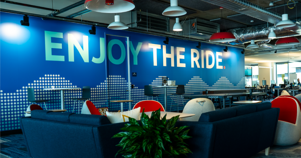 ENJOY THE RIDE motto on wall in Highspot main office