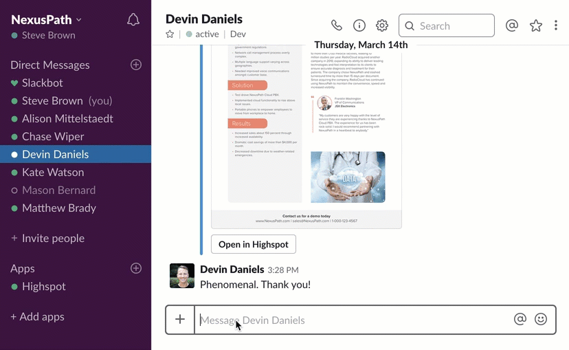 highspot search in slack