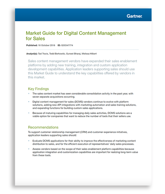 gartner digital content management for sales 2018 report